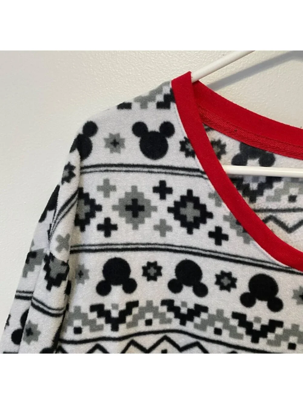 Disney Mickey Mouse Womens XL Cozy Fleece Long-Sleeve Nightshirt With Red Trim - Picture 7 of 7